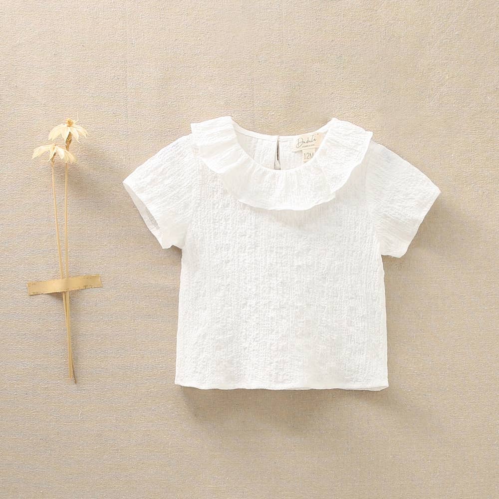 Blusa a maniche corte da neonata con collo volant | Dadati