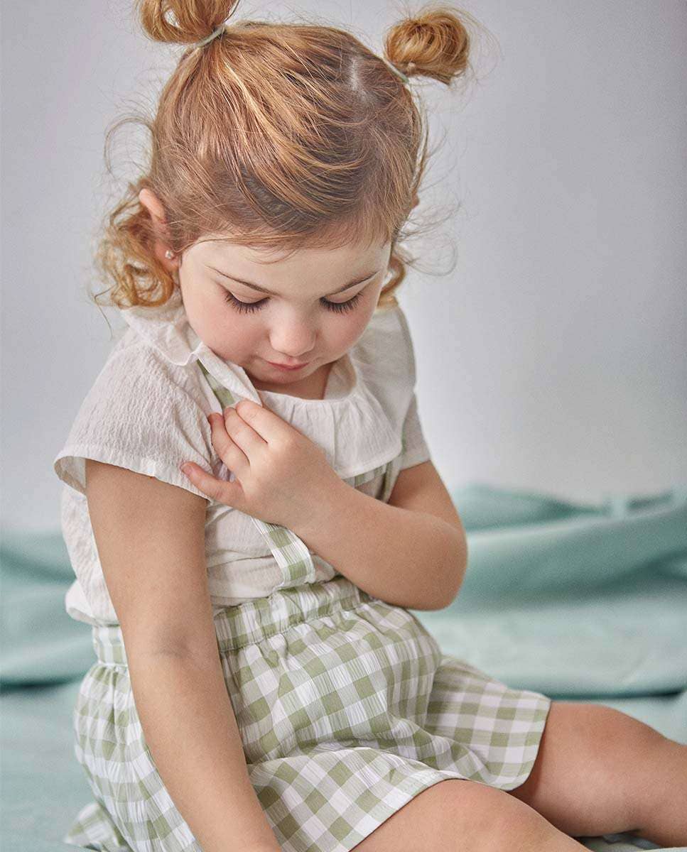 Blusa a maniche corte da neonata con collo volant | Dadati