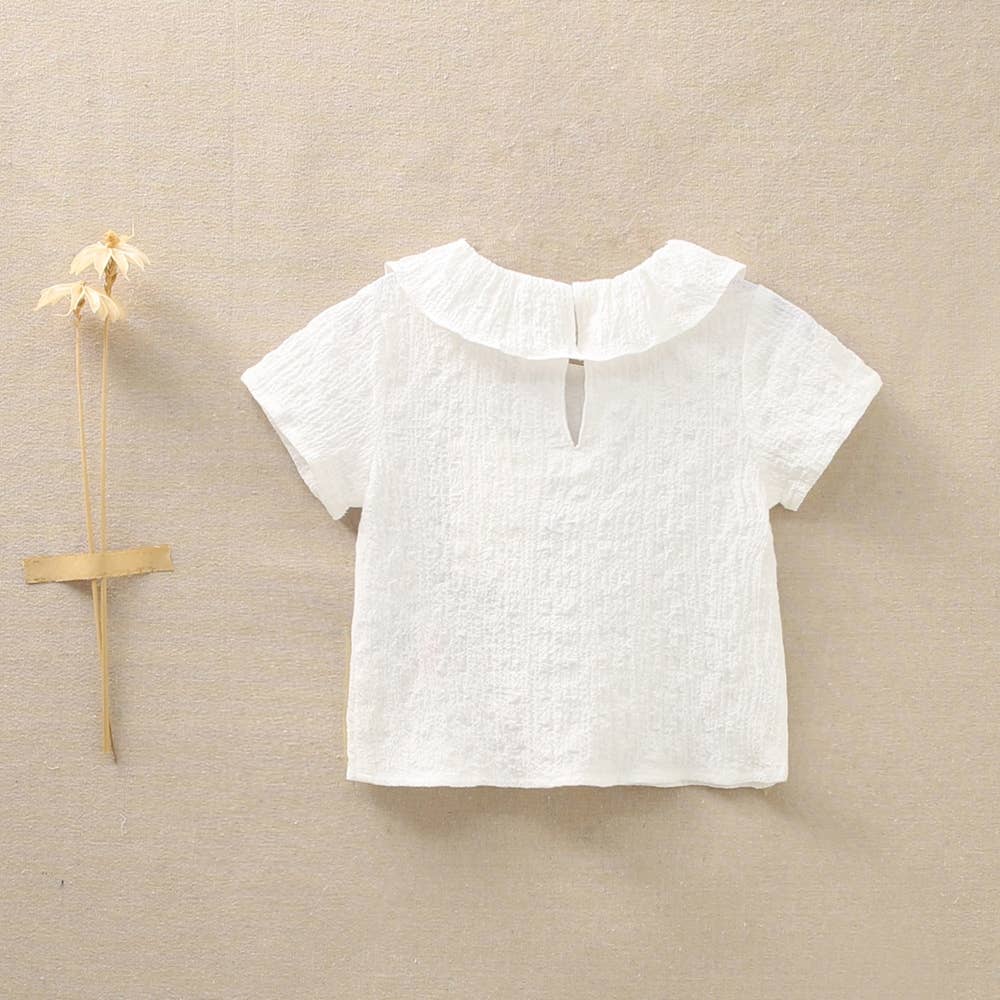 Blusa a maniche corte da neonata con collo volant | Dadati