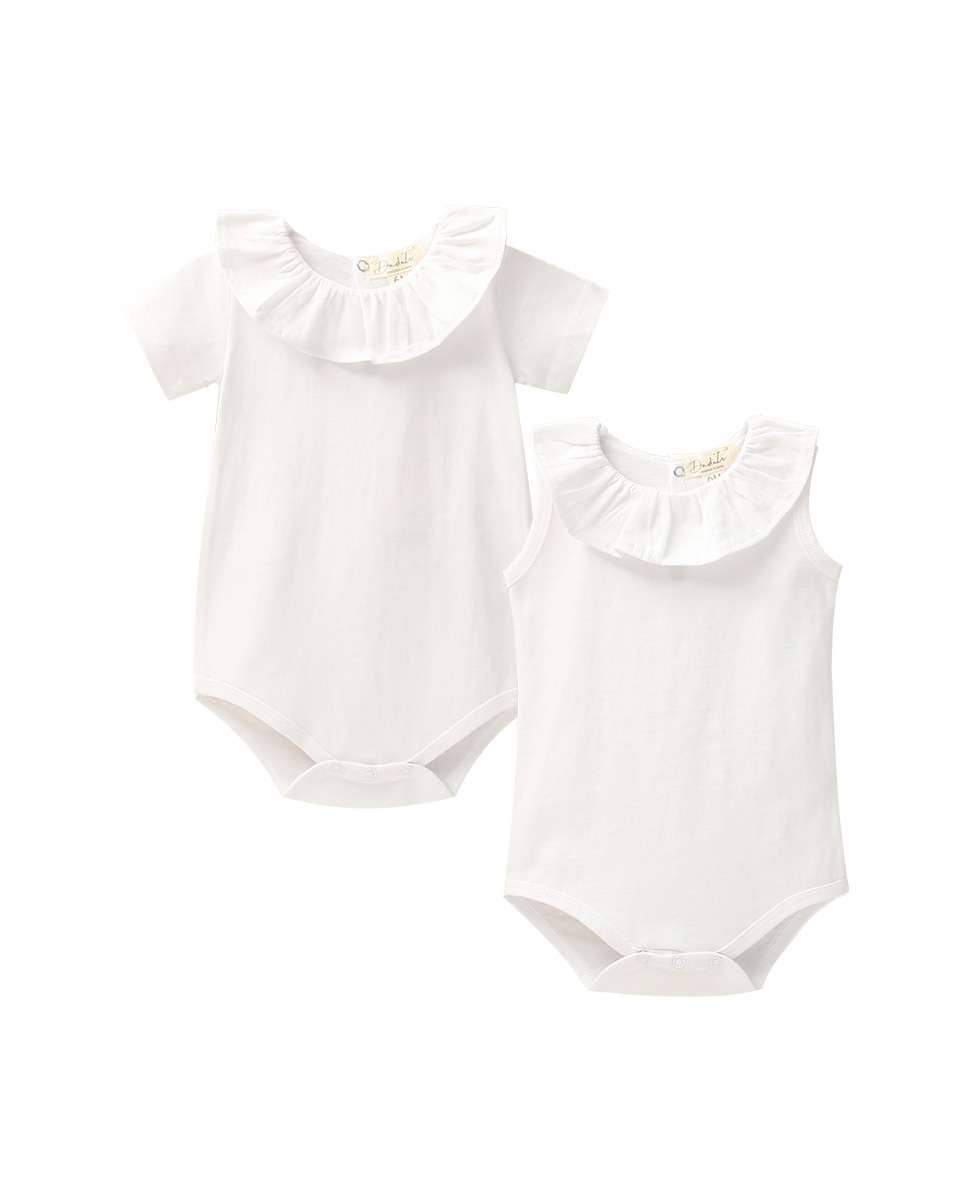 Confezione 2 Body Neonato 100% Cotone con Collo a Volant | Dadati