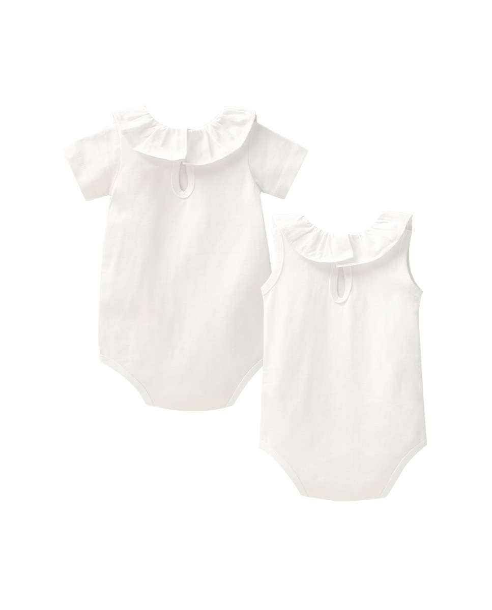 Confezione 2 Body Neonato 100% Cotone con Collo a Volant | Dadati