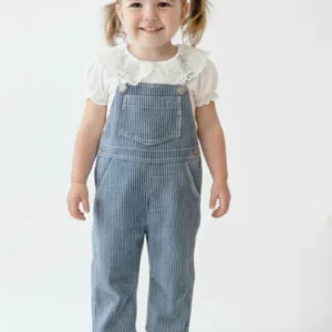 Salopette unisex twill a righe Blu e Bianco | Maria Chicoria
