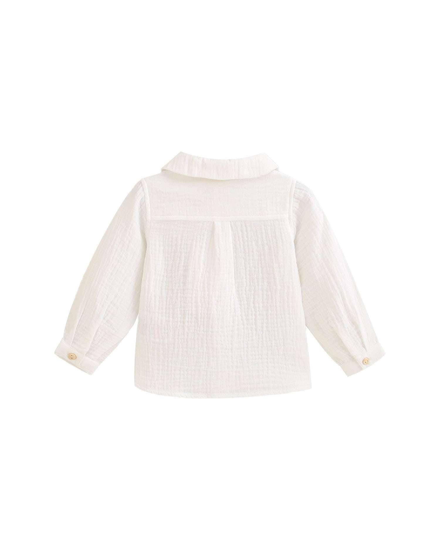 Maglia bianca a maniche lunghe per neonato con colletto baby | Dadati