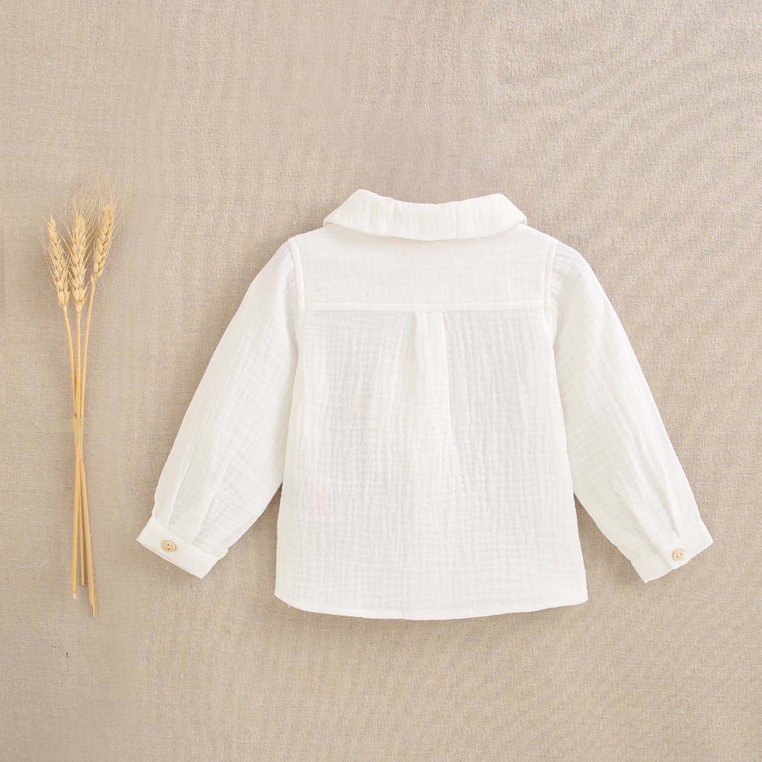 Maglia bianca a maniche lunghe per neonato con colletto baby | Dadati