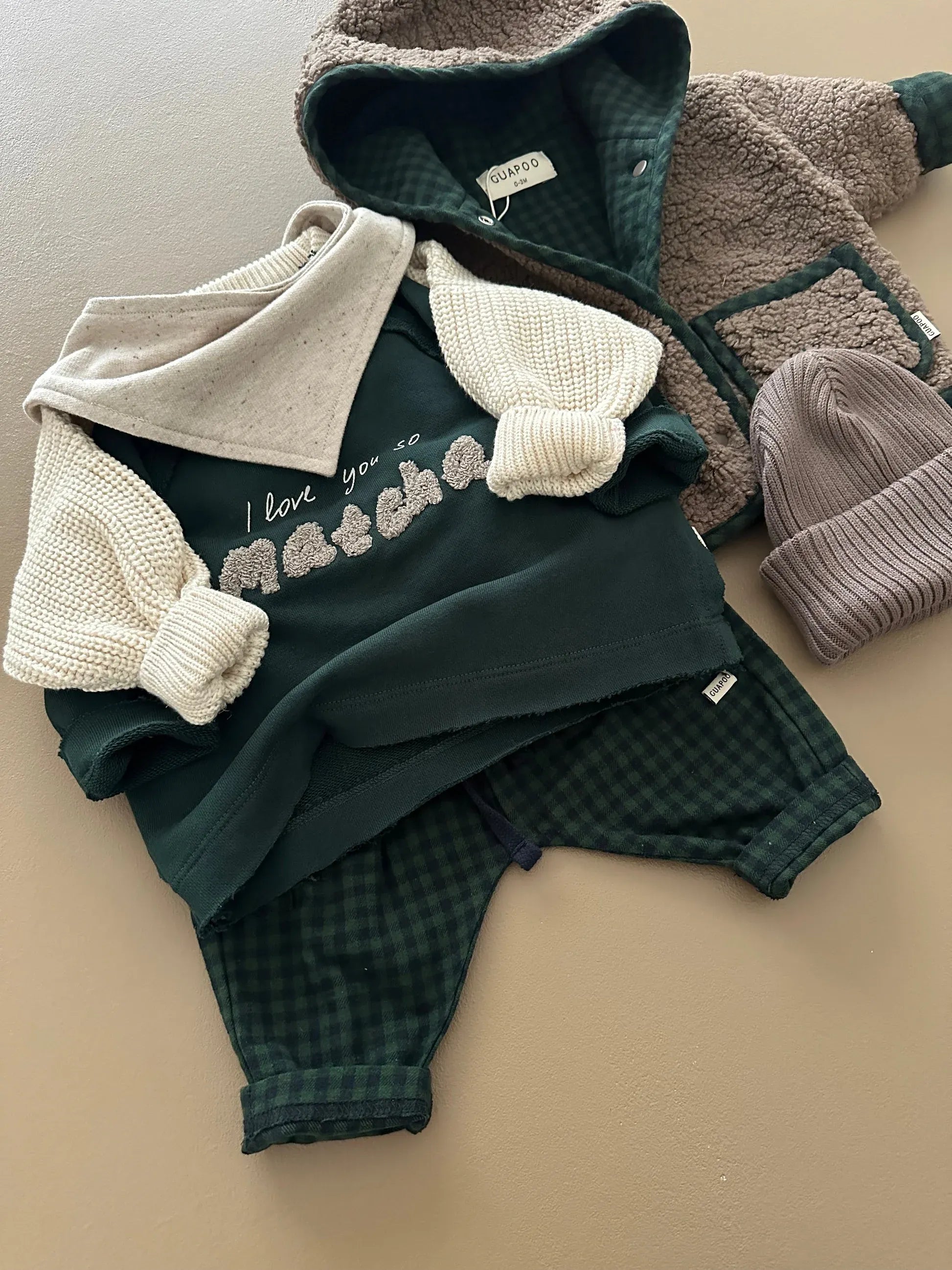 Pack 2 Bavaglini In Pile Bandana Crema E Verde Guapoo