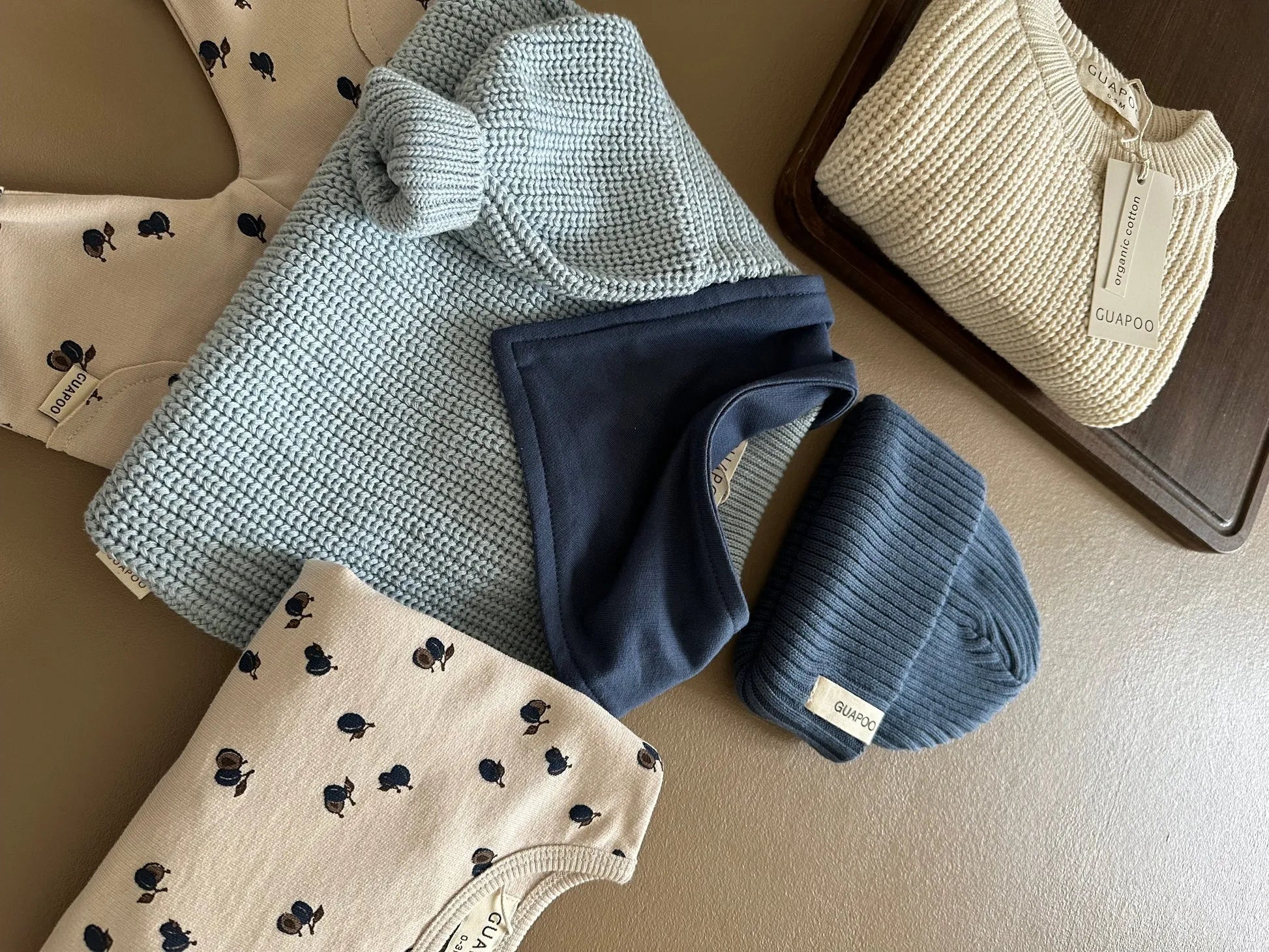 Pack 2 Bavaglini In Pile Bandana Marrone E Blu Guapoo