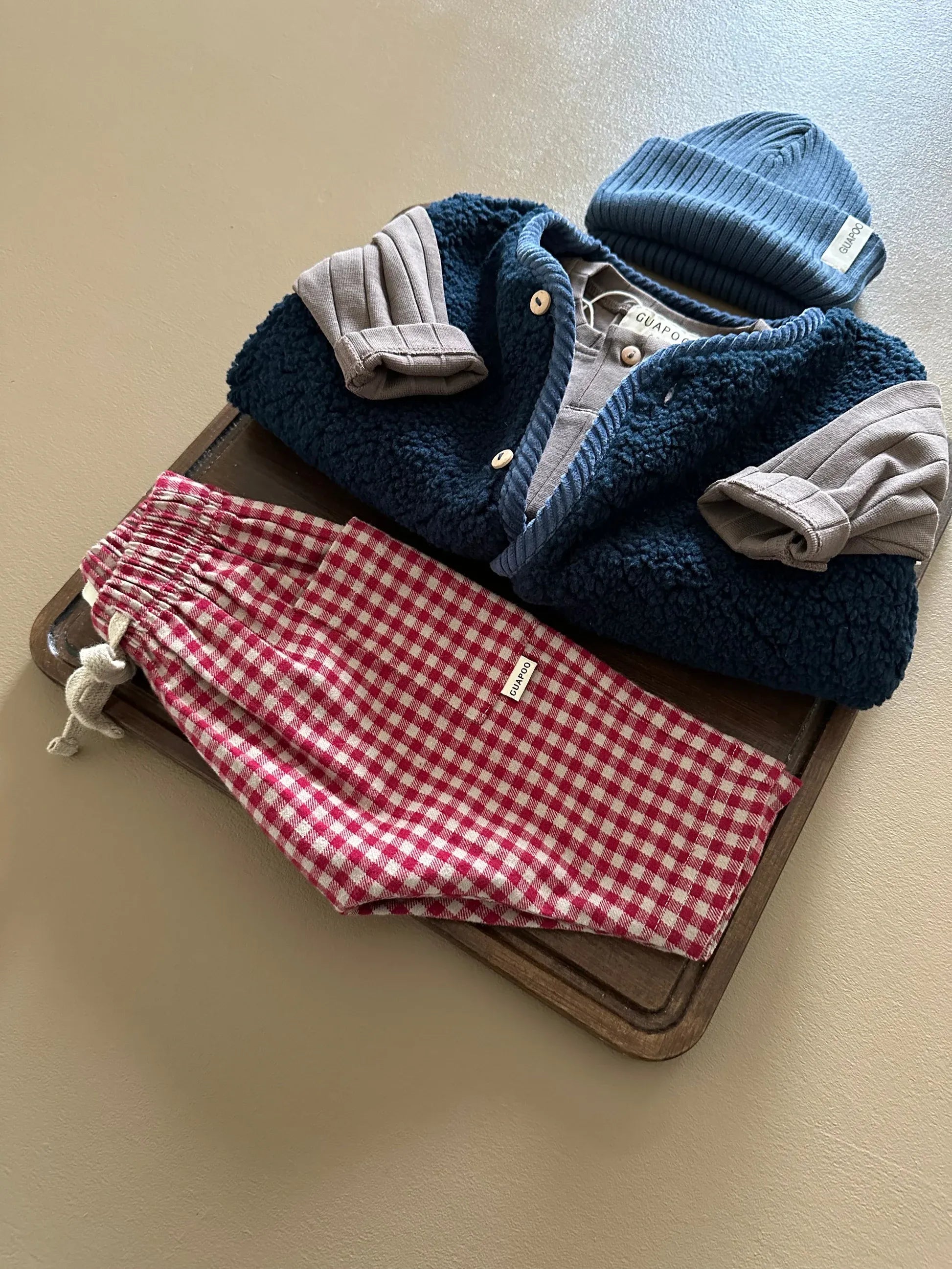 Pantaloni A Quadri Bordeaux Guapoo