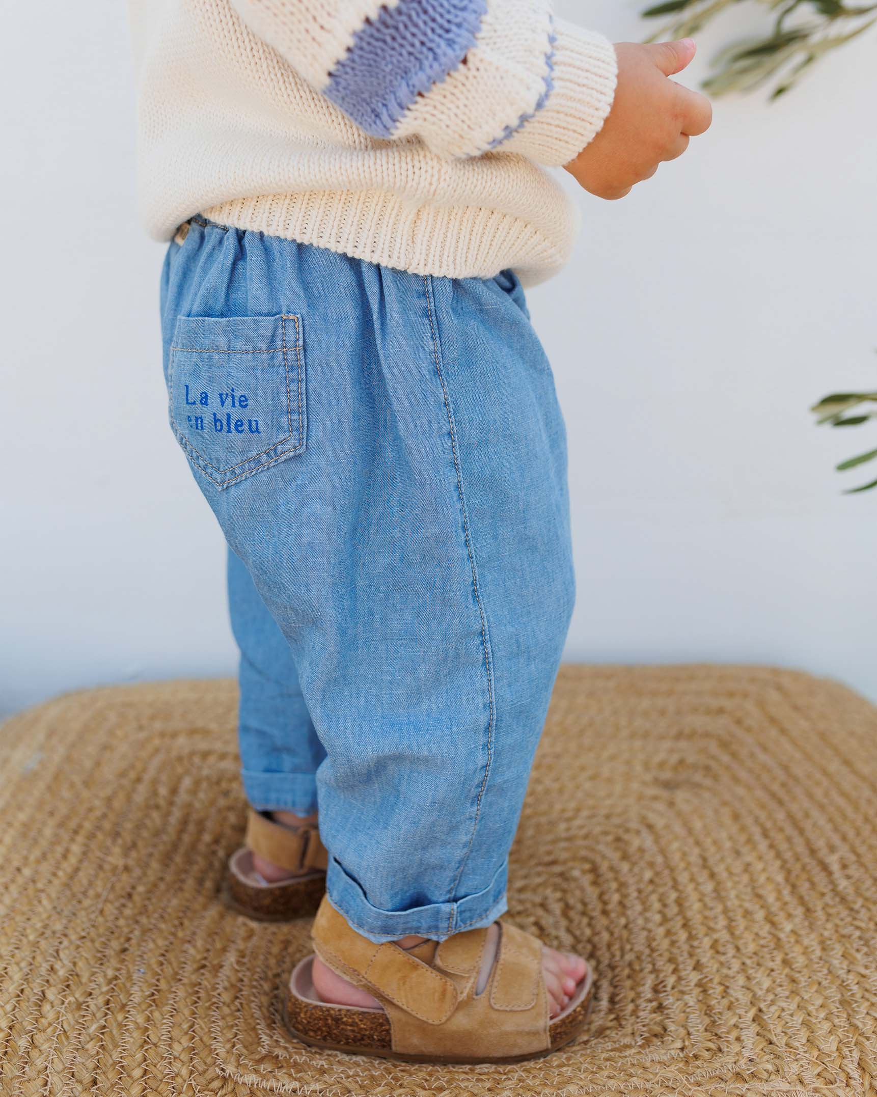 Pantaloni denim in lino Buho