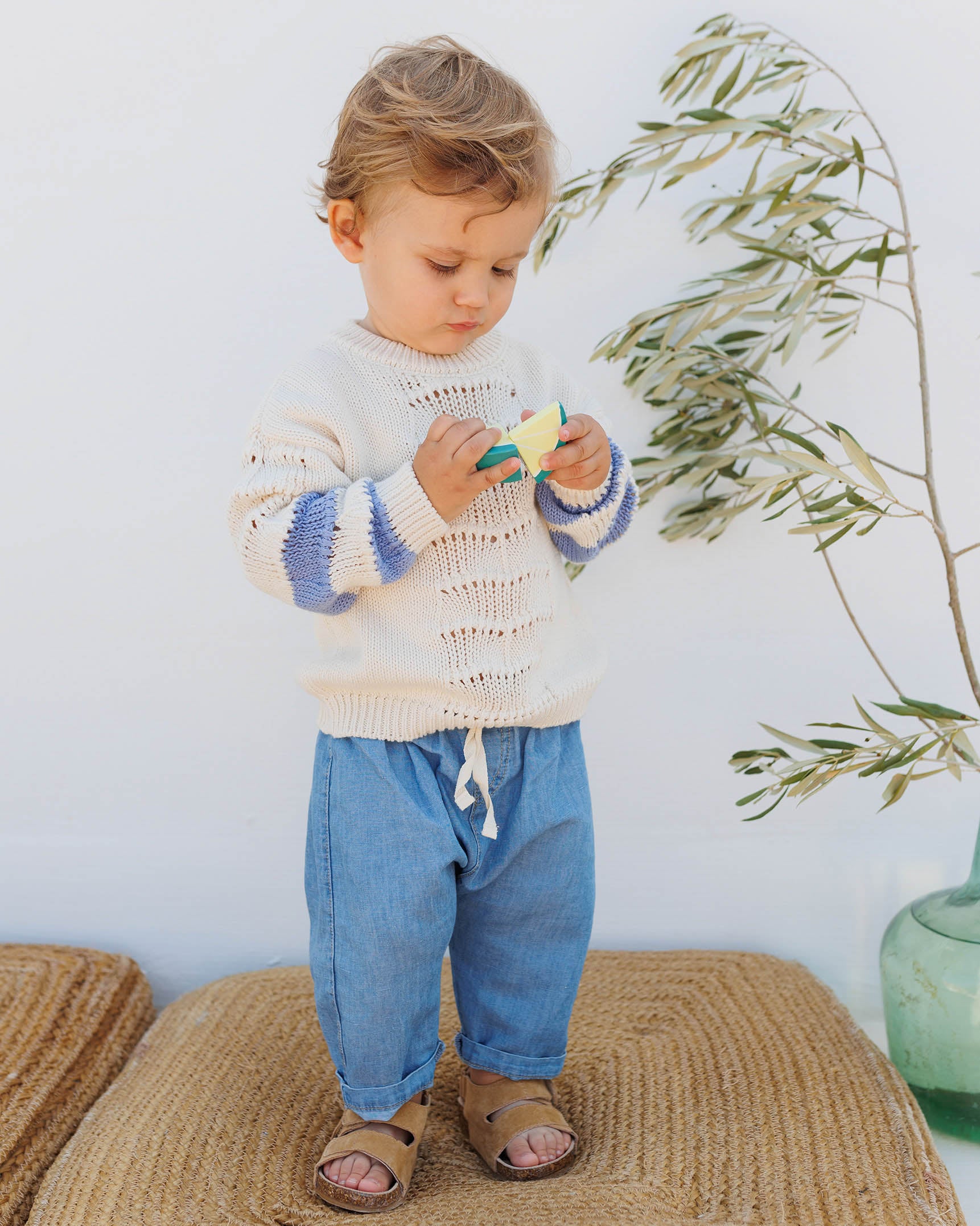 Pantaloni denim in lino Buho
