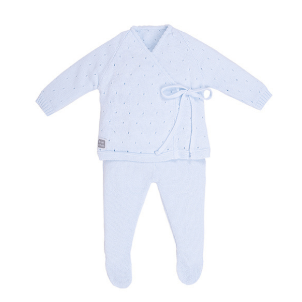 Set Per Neonato 100% Cotone - 3 Pezzi - Azzurro Minutus