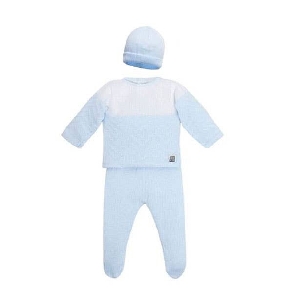 Set Per Neonato 100% Cotone - 3 Pezzi - Azzurro Minutus