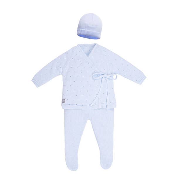 Set Per Neonato 100% Cotone - 3 Pezzi - Azzurro Minutus