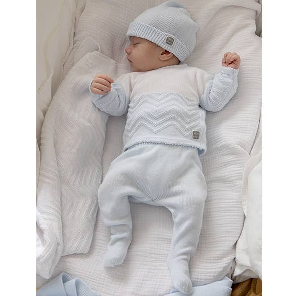 Set Per Neonato 100% Cotone - 3 Pezzi - Azzurro Minutus