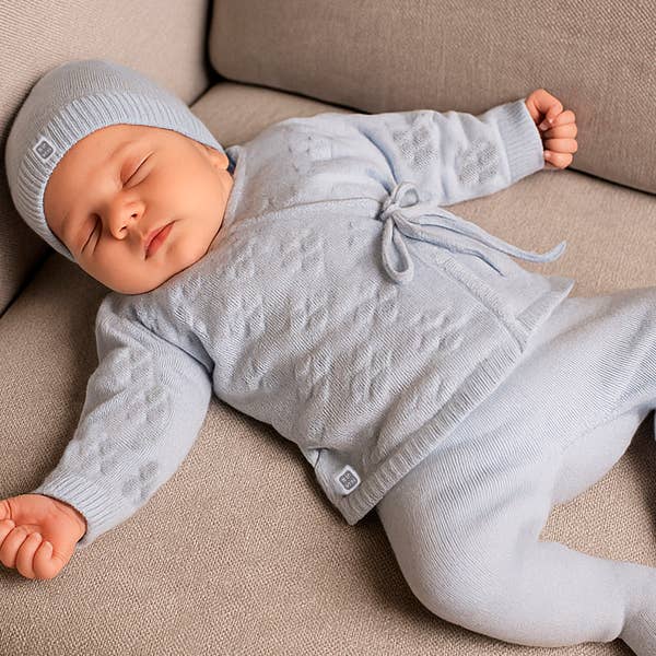 Set Per Neonato 100% Cotone Organico- 3 Pezzi - Azzurro Minutus