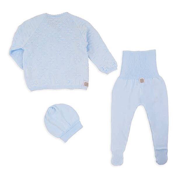 Set Per Neonato 100% Cotone Organico- 3 Pezzi - Azzurro Minutus
