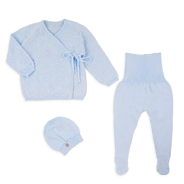 Set Per Neonato 100% Cotone Organico- 3 Pezzi - Azzurro Minutus