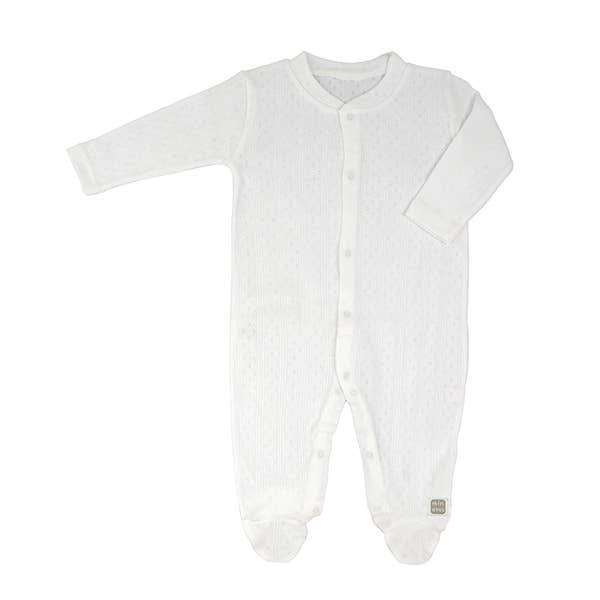 Tutina Neonato A Maniche Lunghe 100% Cotone - Bianco Minutus