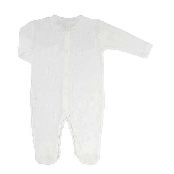 Tutina Neonato A Maniche Lunghe 100% Cotone - Bianco Minutus